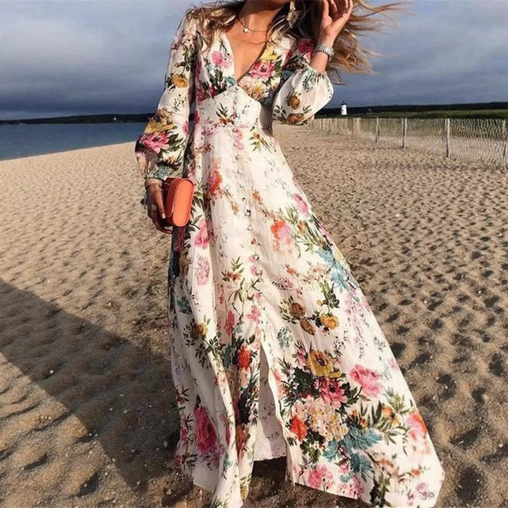 ZARA Womens Dark Long Sleeve Printed Dress